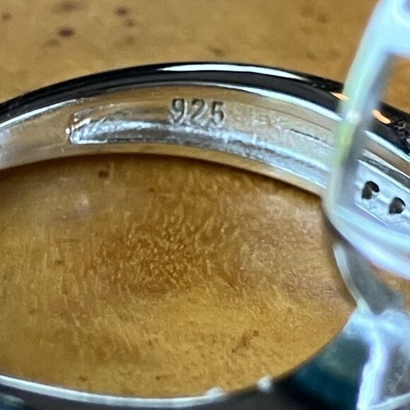 Genuine Tanzanite Black Spinel Sterling Silver Heart Ring Size 8 - Picture 6 of 10